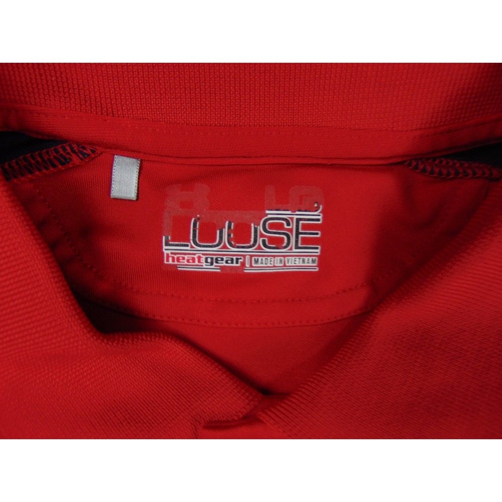 Ole Miss Polo Shirt Mens Large  Red Navy Blue Under‎ Armour HeatGear Golf - Picture 7 of 9